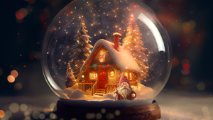 Bola de nieve de cristal con motivos navideños